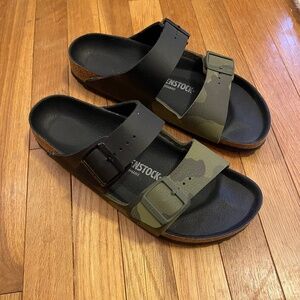 BIRKENSTOCK Arizona Split Black/ Desert Soil Camo Green Sandals